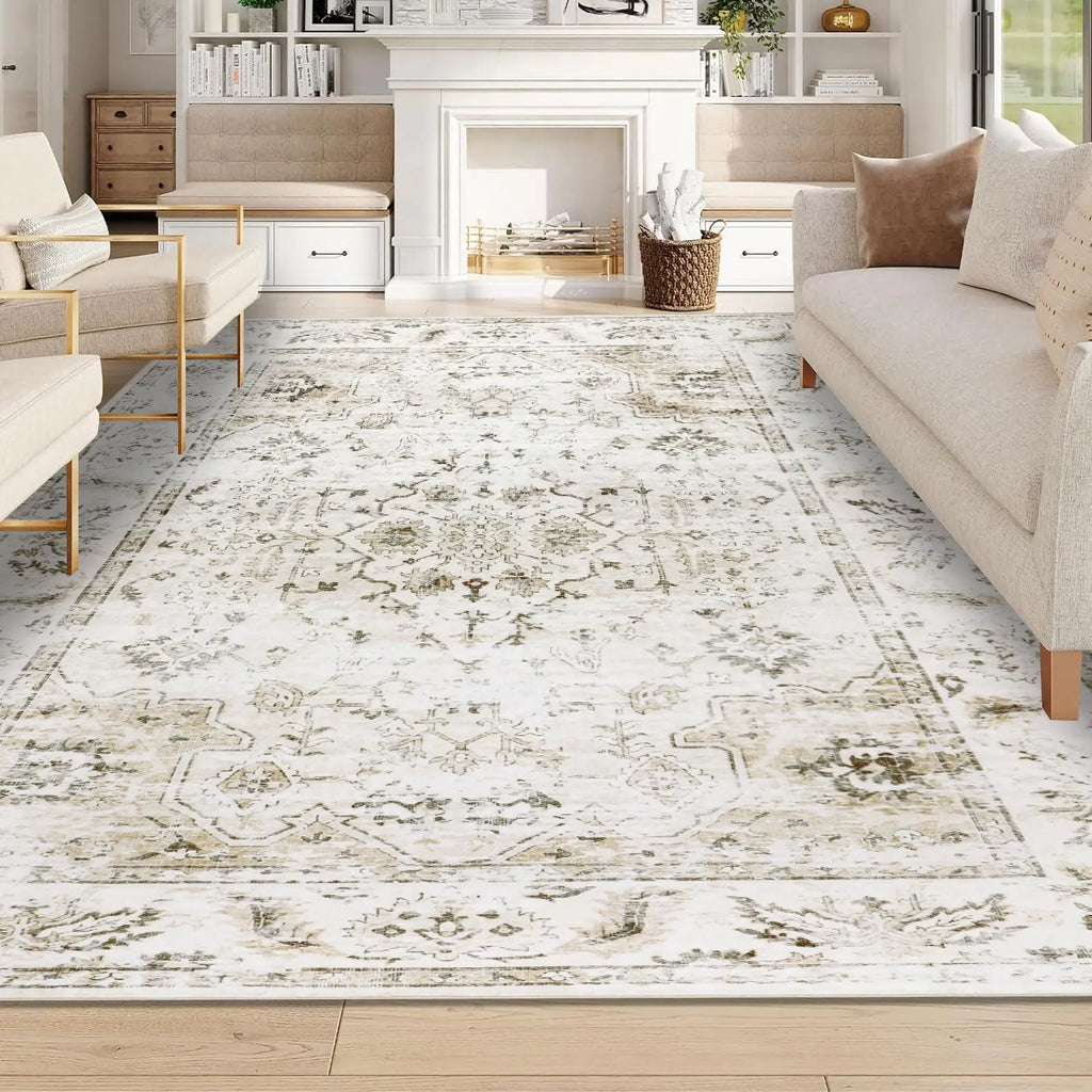 Homcomoda Washable Area Rugs 8x10 Distressed Area Rugs for Living Room Non Slip Printed Floor Carpets for Living Room Bedrom Dining Room