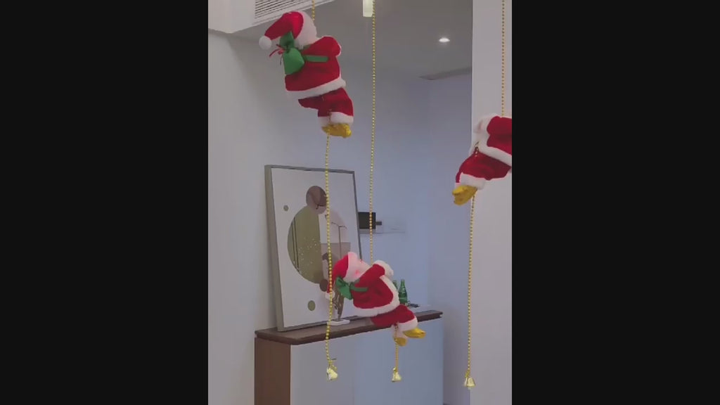 Electric Christmas Santa Claus Climbing Rope Ladder Musical Toy Xmas Gift Decor