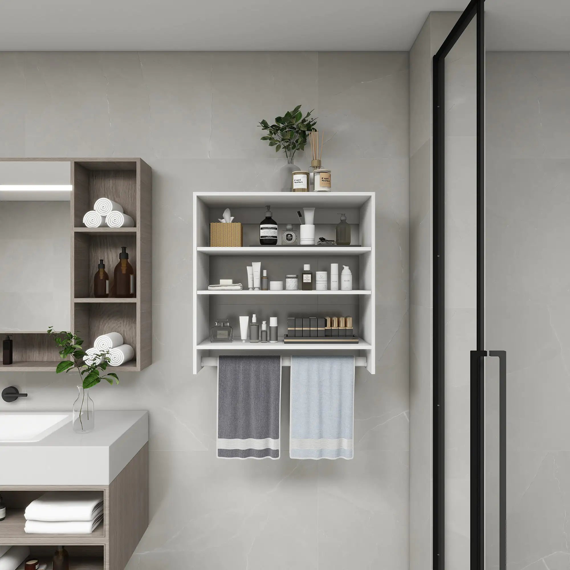 B1 Closet Organizer System: Wall Mounted Closet Organizers and Storage Walk in Closet System Closet Rack and Shelving Modern Closet Storage for Bedroom 31.49''W x 16.04''D x 31.49''H